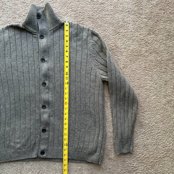 Gap Sweater Womens XL Wool Linen Blend Button Up Long Sleeve Mock Neck Brown - Picture 9 of 11